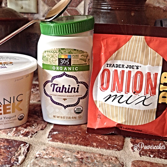 tahini yogurt onion dip - powercakes.net