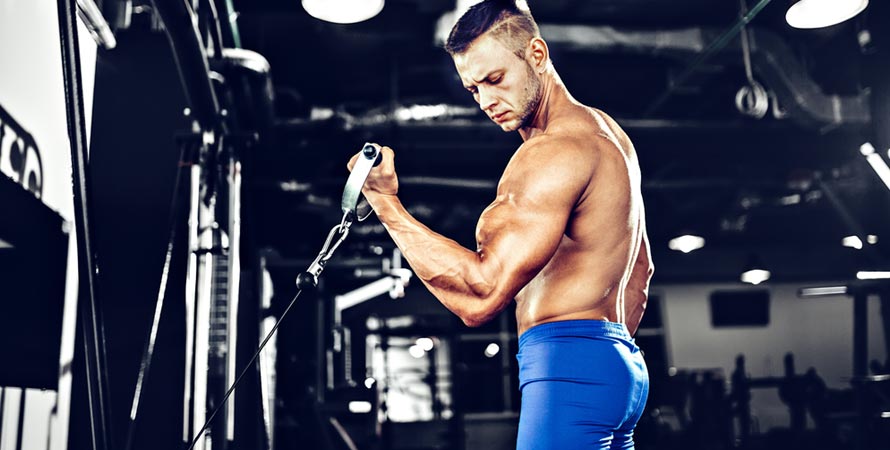 One arm high cable curl